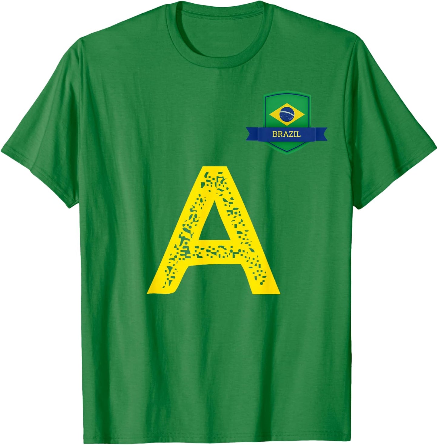 Brazil Human-Flag Letter A Brazil T-Shirt - T-Shirt | Irish Green