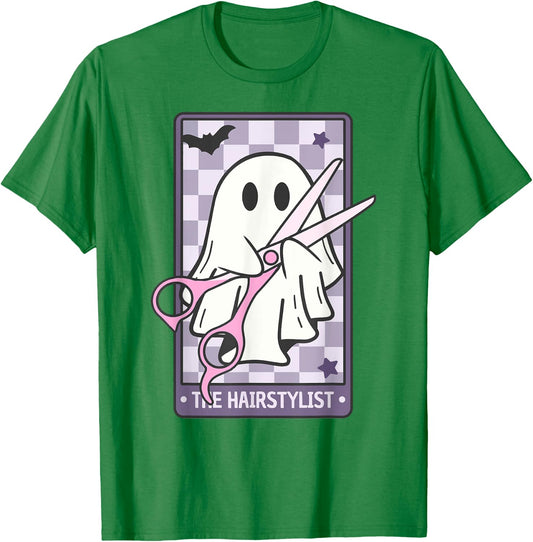 The Hairstylist Tarort Cute Cosmetologist Ghost Halloween T-Shirt - T-Shirt | Irish Green