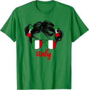 Cute Italian Girl For Kids Pride Italia Italy Flag Girls T-Shirt - T-Shirt | Irish Green
