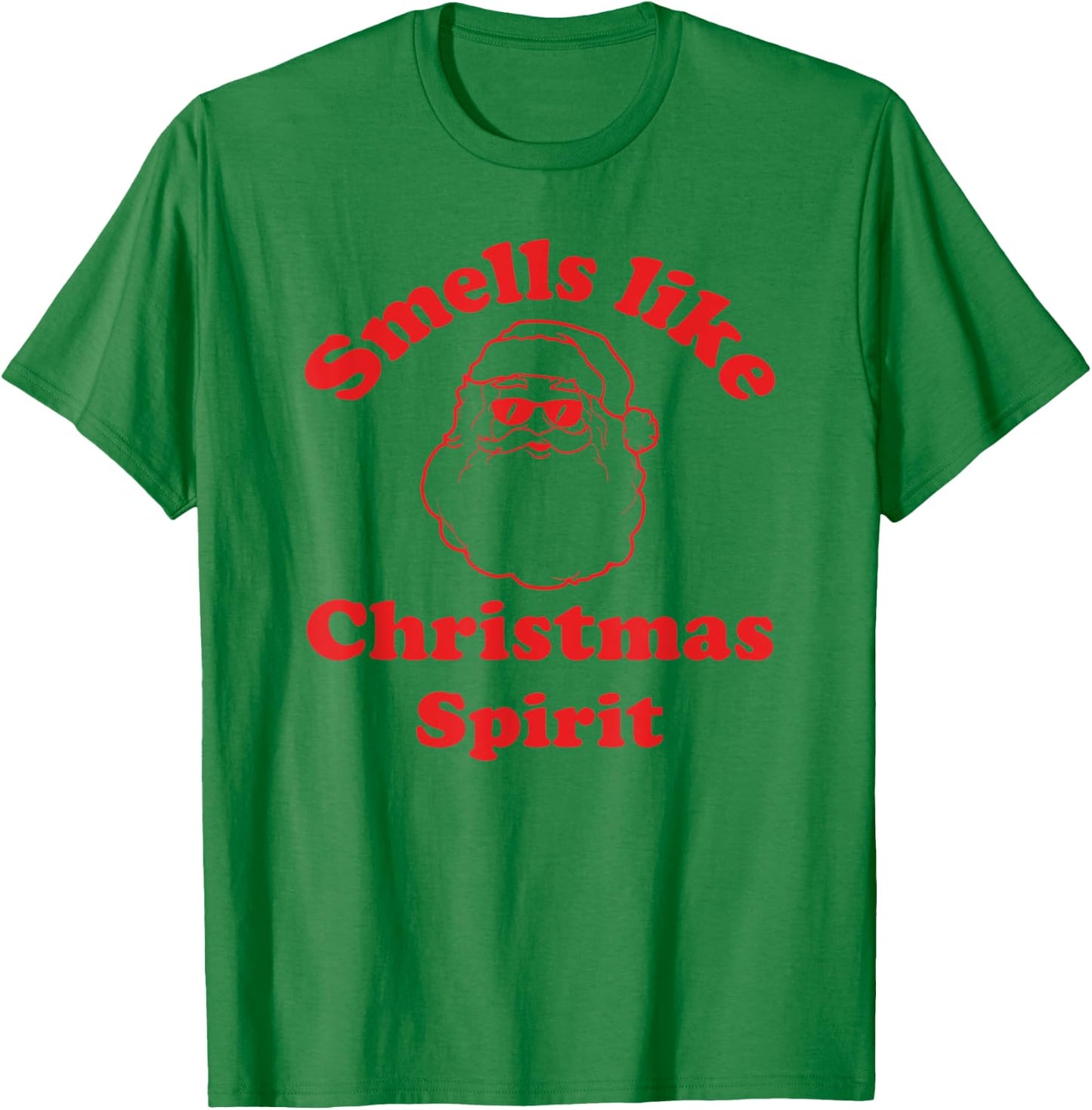 Smells Like Christmas Spirit Funny Santa Claus Face T-Shirt - T-Shirt | Irish Green