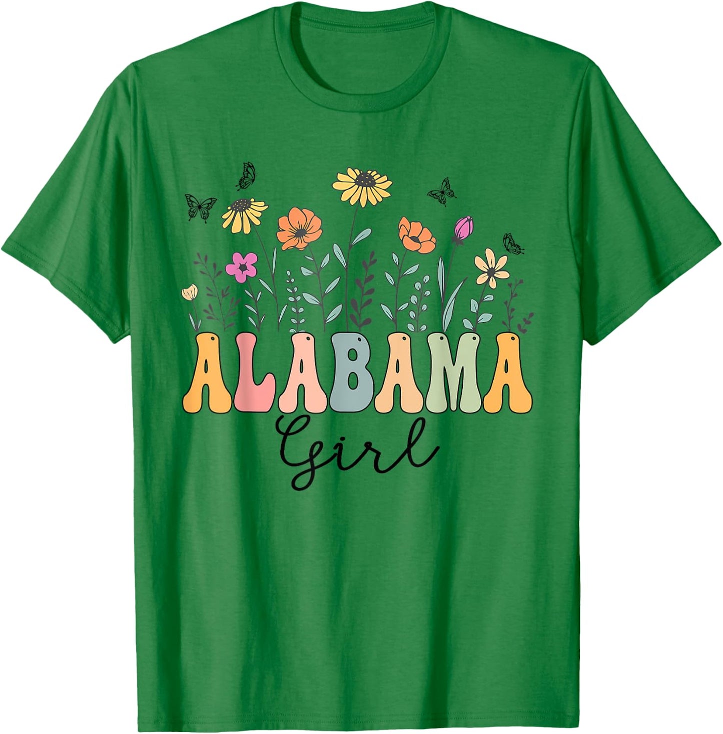 Alabama Girl Wildflower Groovy Alabama Lover T-Shirt - T-Shirt | Irish Green
