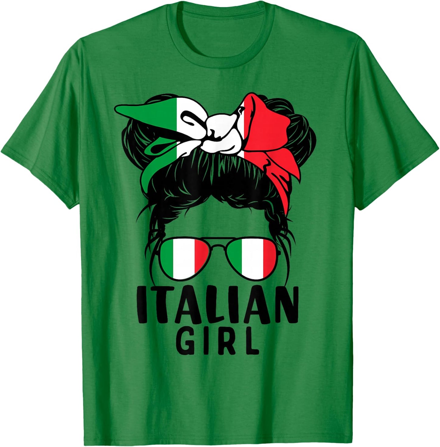 Italian Girl Messy Hair Italy Pride Patriotic Kids T-Shirt - T-Shirt | Irish Green