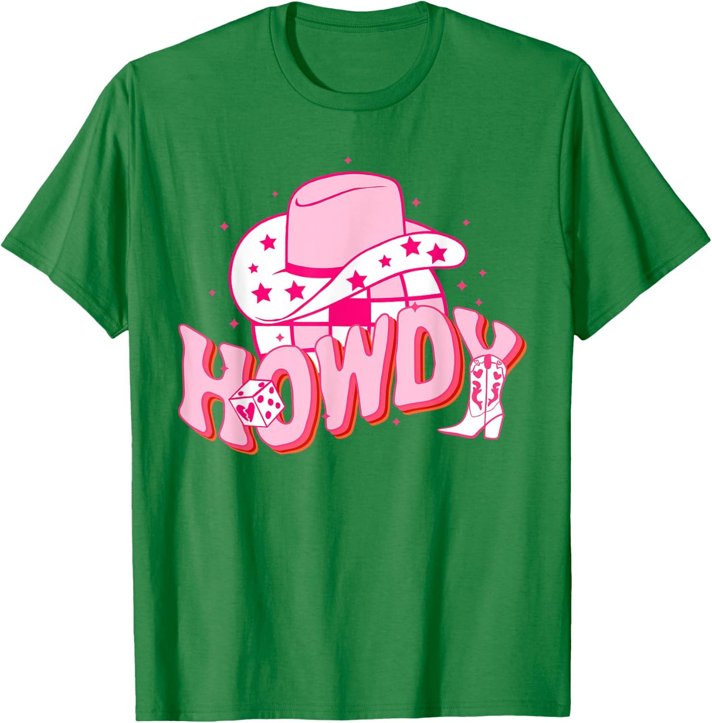 Howdy Southern Western Girl Country Rodeo Pink Cowgirl Disco T-Shirt - T-Shirt | Irish Green