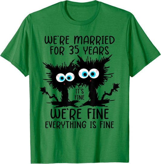Coral Wedding We're Married For 35 Years T-Shirt - T-Shirt | Irish Green