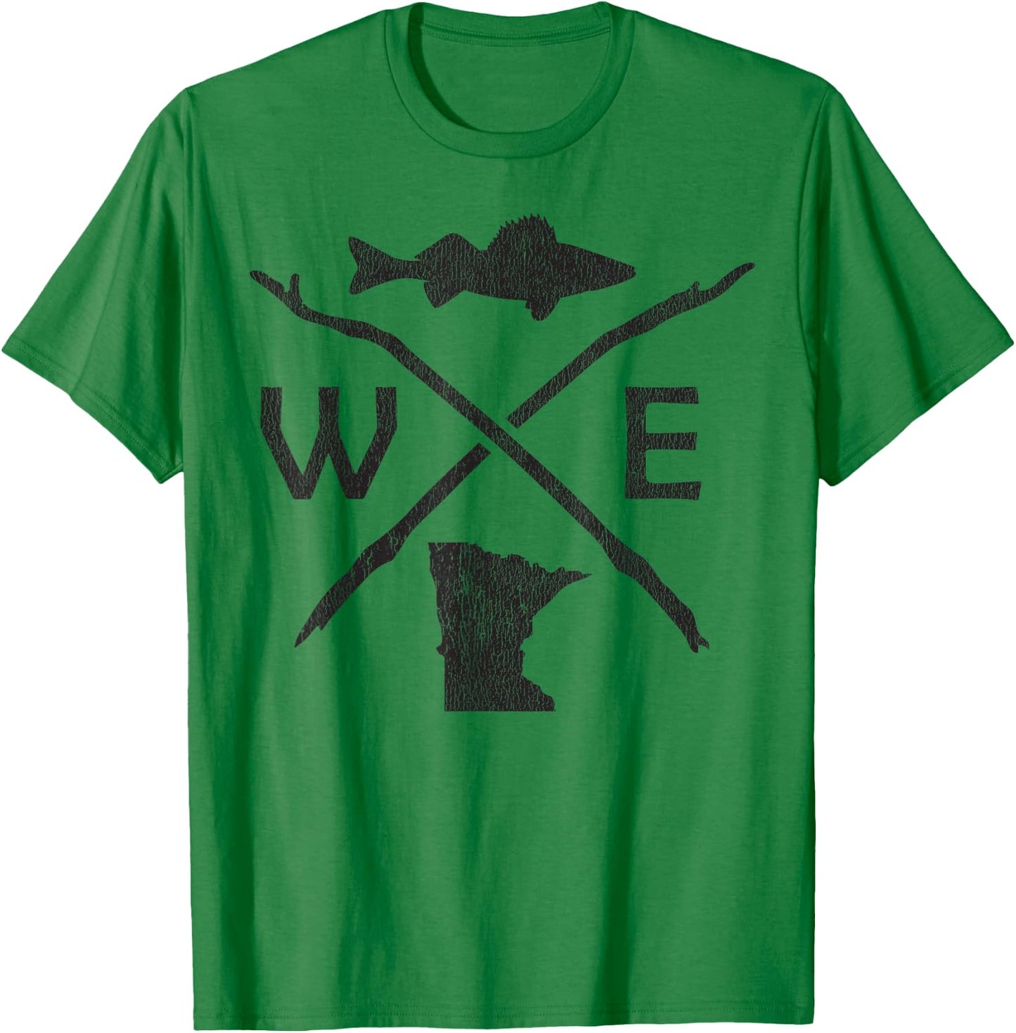Walleye Fishing - Minnesota Walleye Fishing Compass Gift T-Shirt - T-Shirt | Irish Green