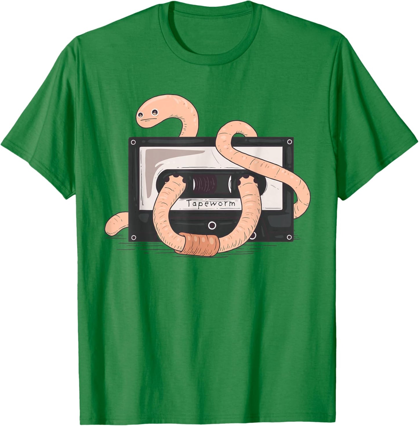 Tapeworm Cassette DJ Funny Unwind Music Cassette Worm Joke T-Shirt - T-Shirt | Irish Green