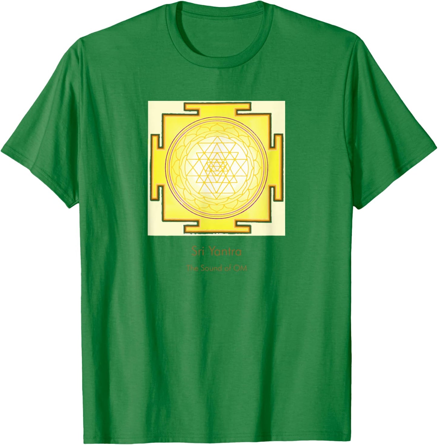 Sacred Geometry Golden Sri Yantra Sound of OM T-Shirt - T-Shirt | Irish Green