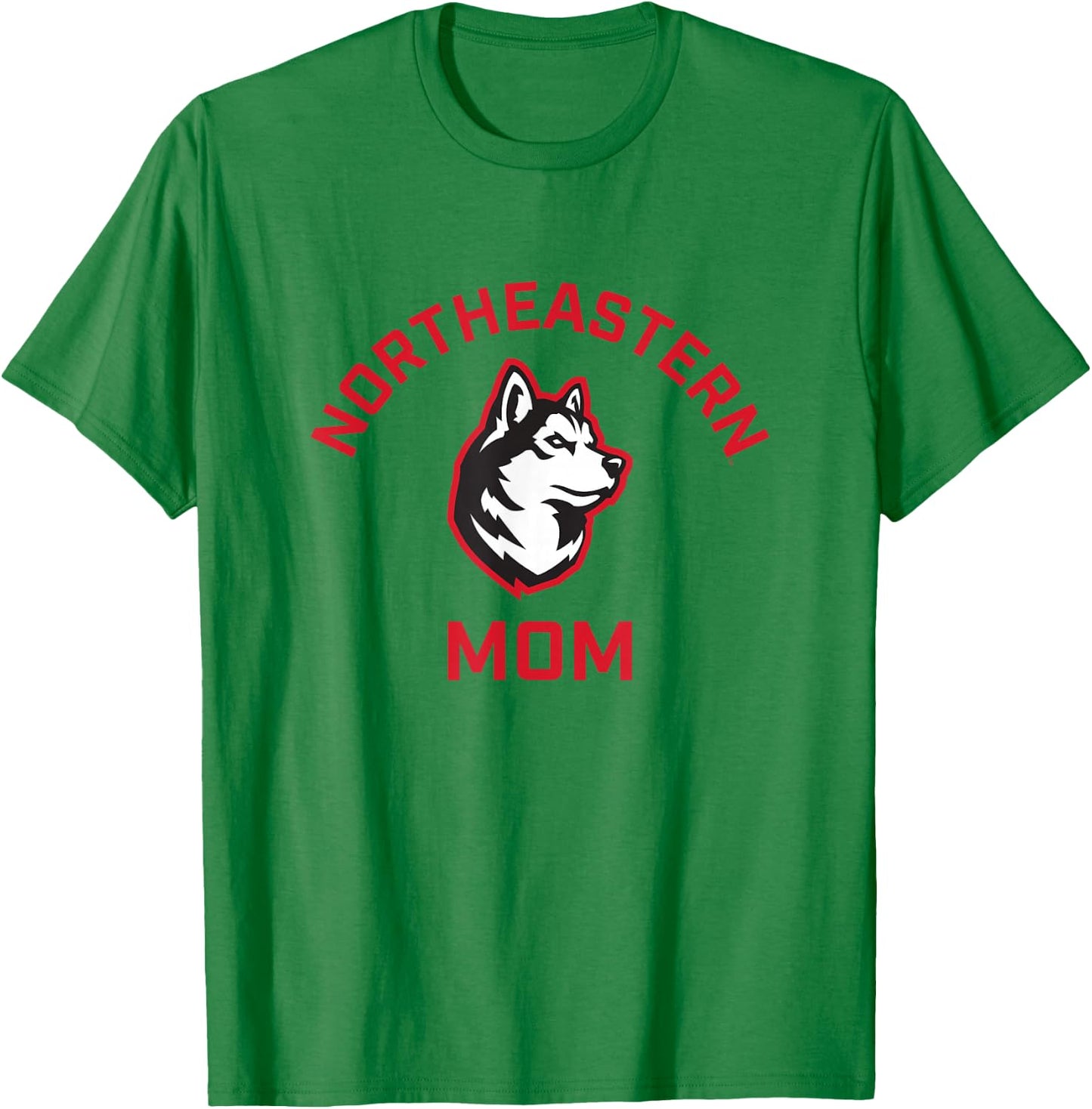 Campus Lab Northeastern University NEU Huskies Arched Mom - Grey, -Adults, Short Sleeve, , Small T-Shirt - T-Shirt | Irish Green