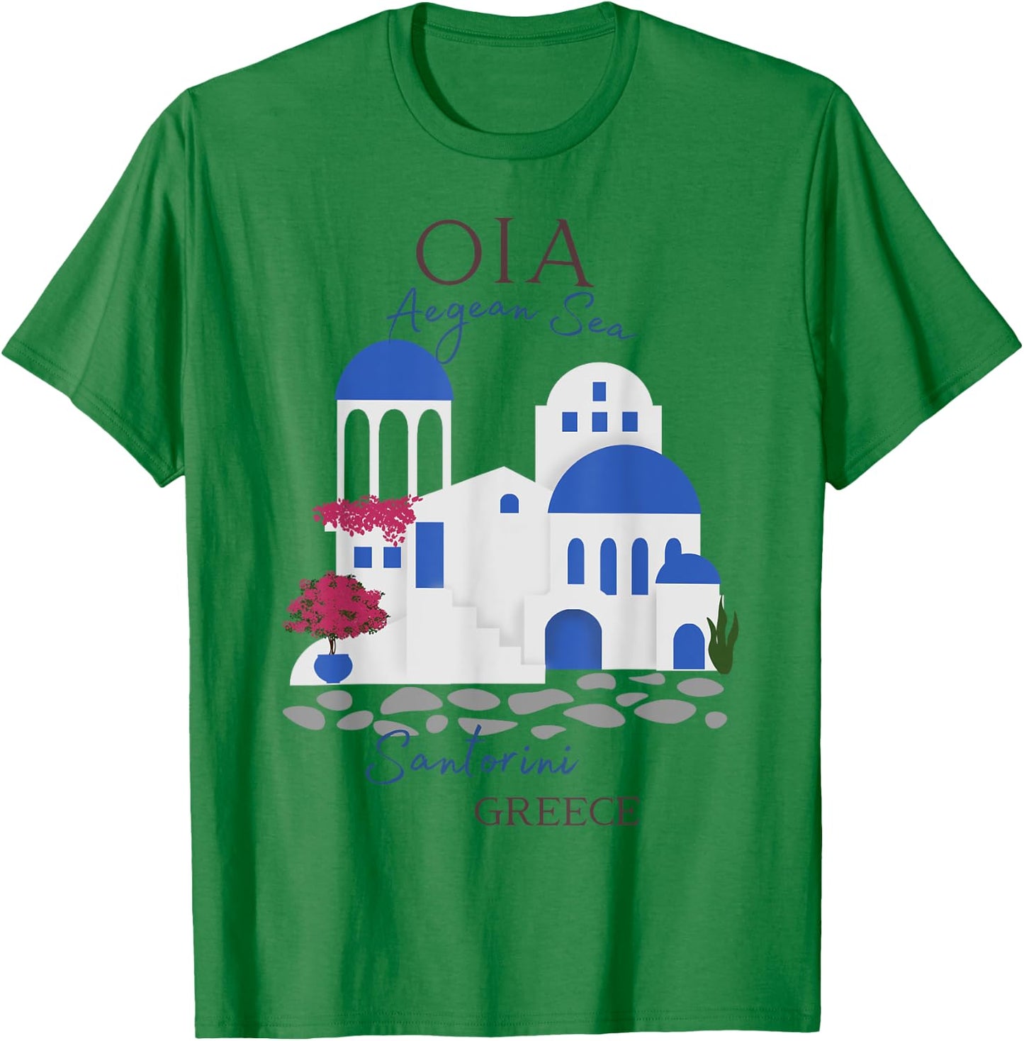 Travel Greek Island Santorini Greece Oia Village Blue Church T-Shirt - T-Shirt | Irish Green