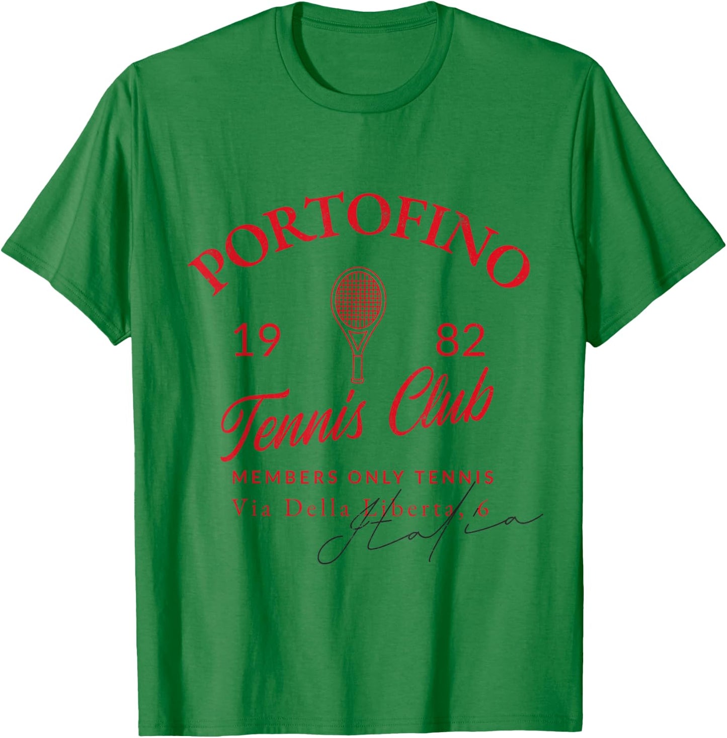 Portofino Tennis Club Italy Vintage Sport Aesthetic T-Shirt - T-Shirt | Irish Green