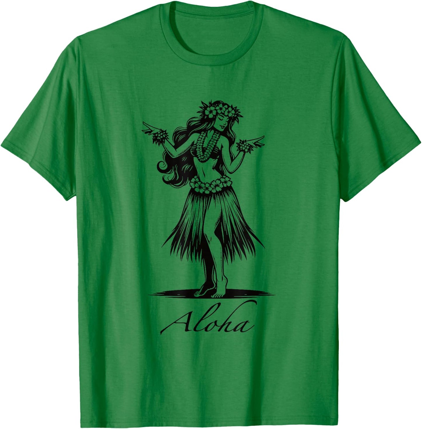 Aloha Hawaii Hawaiian Vintage Wahine Hula Dance Dancer Girl T-Shirt - T-Shirt | Irish Green