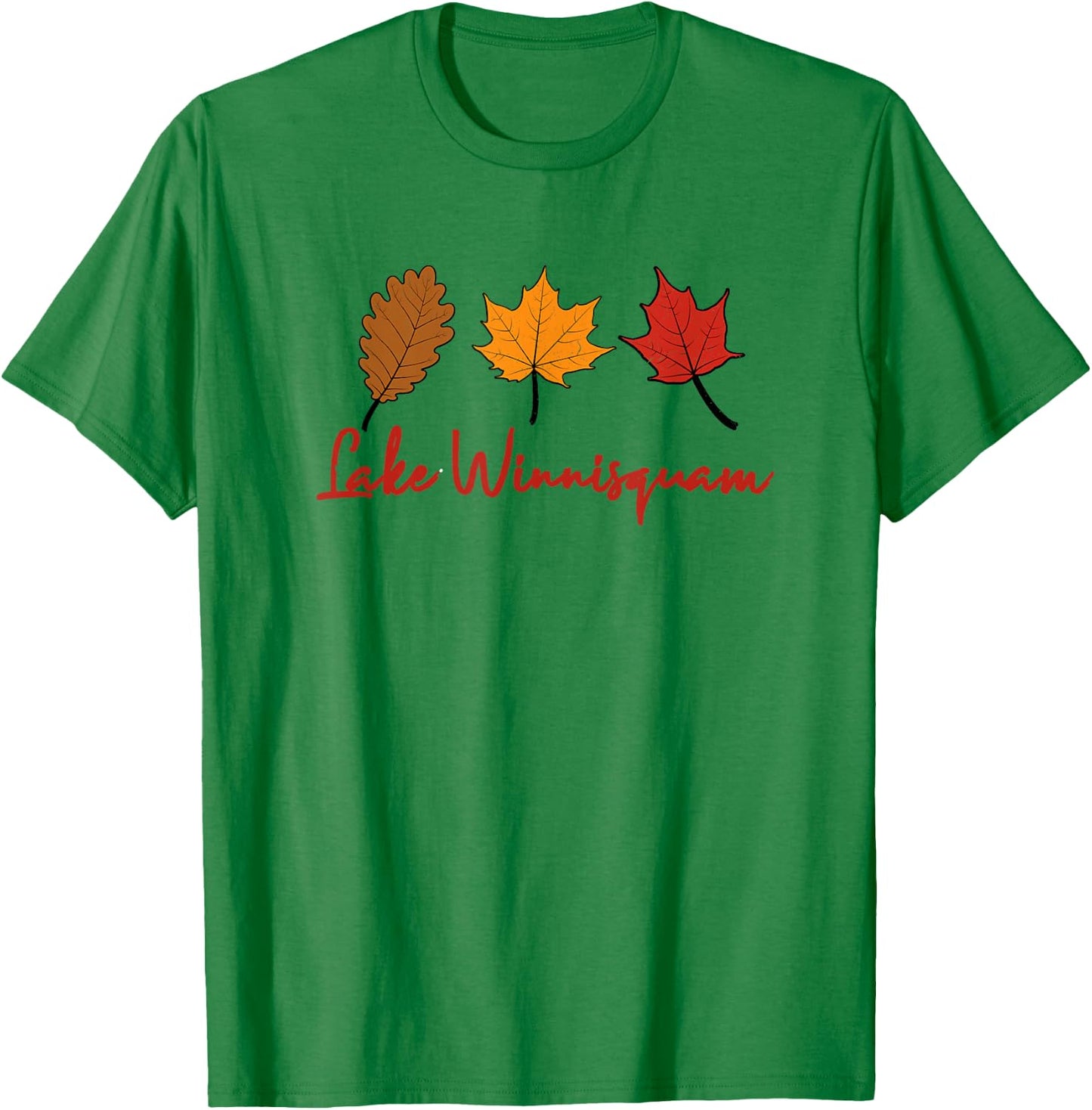 Lake Winnisquam Fall Foliage Autumn Leaf Peeping Oak Maple T-Shirt - T-Shirt | Irish Green