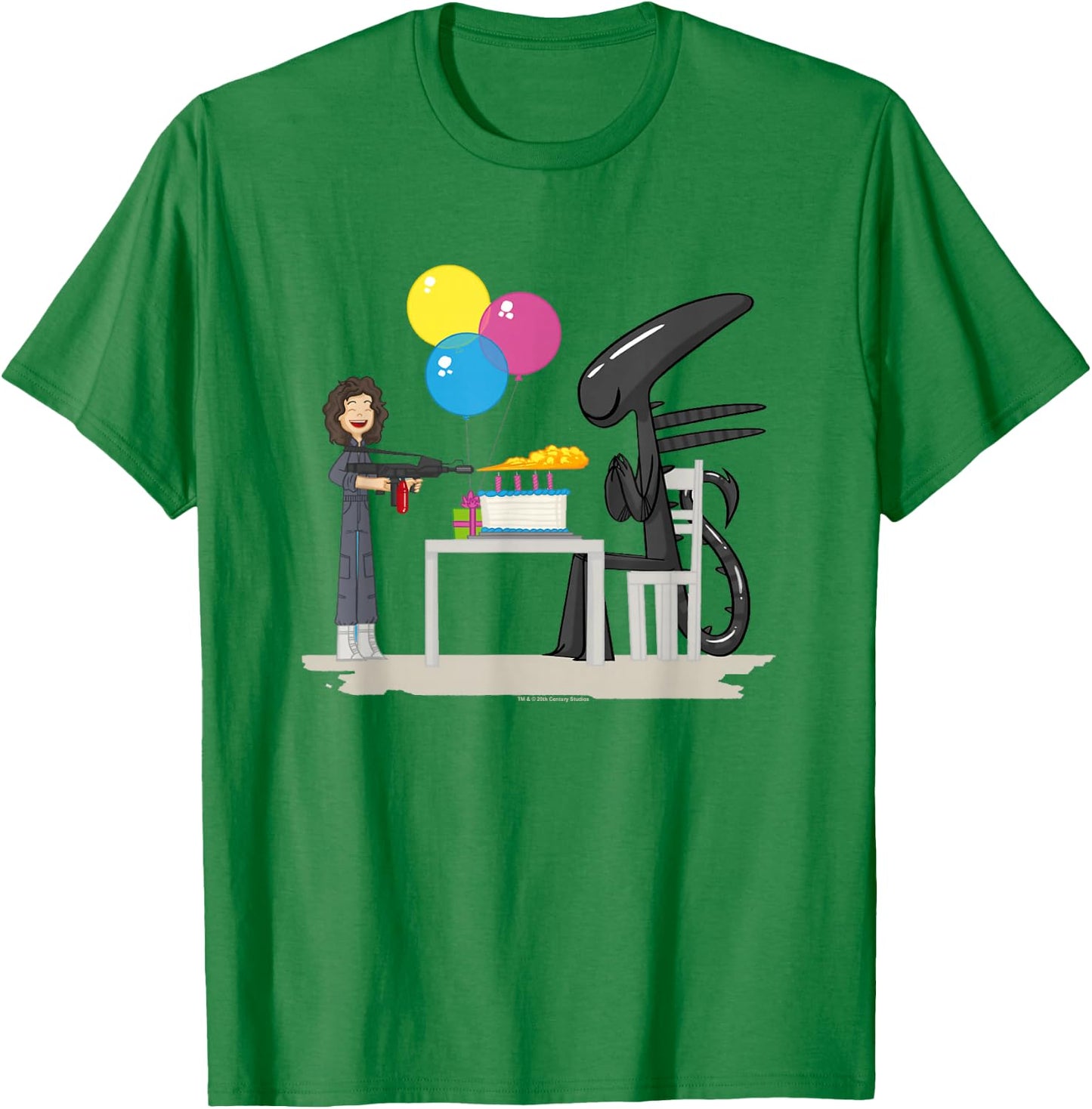 Aliens Happy Birthday Xen Cute Animated Big Chest Logo T-Shirt - T-Shirt | Irish Green