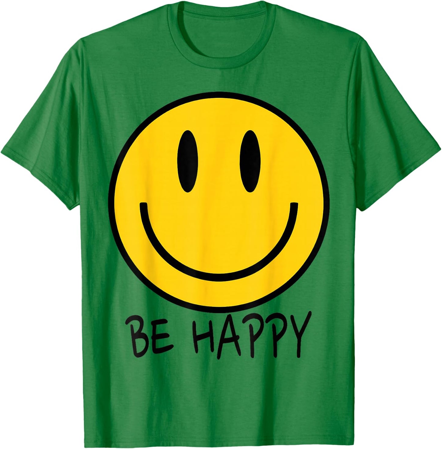 Be Happy 70s Yellow Smile Face Happy Smiling Face Kids T-Shirt - T-Shirt | Irish Green