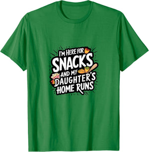 Softball Dad Snacks and Daughter Home Runs Funny T-Shirt - T-Shirt | Irish Green