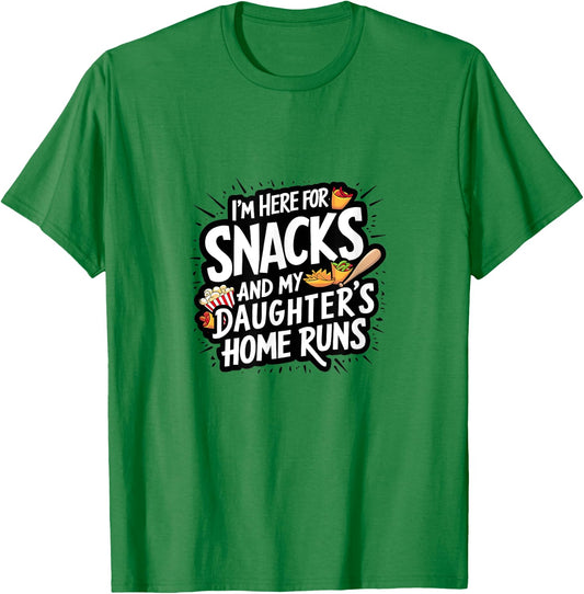 Softball Dad Snacks and Daughter Home Runs Funny T-Shirt - T-Shirt | Irish Green