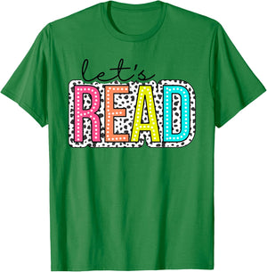 Let's Read dalmatian dots For Teachers, Book Lover,Librarian T-Shirt - T-Shirt | Irish Green