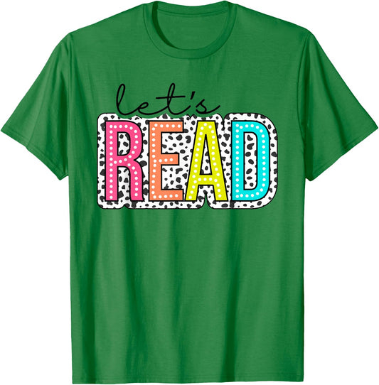 Let's Read dalmatian dots For Teachers, Book Lover,Librarian T-Shirt - T-Shirt | Irish Green