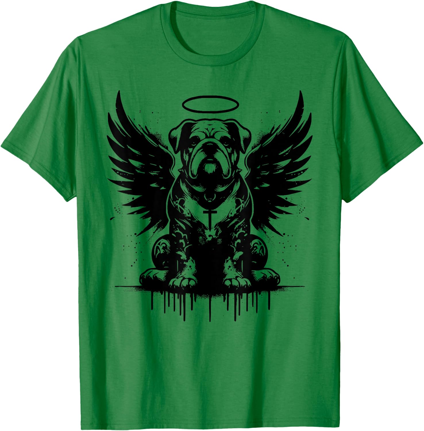 Bulldog With Wings Of An Angel Men Women T-Shirt - T-Shirt | Irish Green