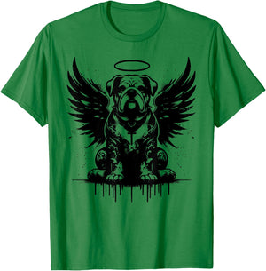 Bulldog With Wings Of An Angel Men Women T-Shirt - T-Shirt | Irish Green