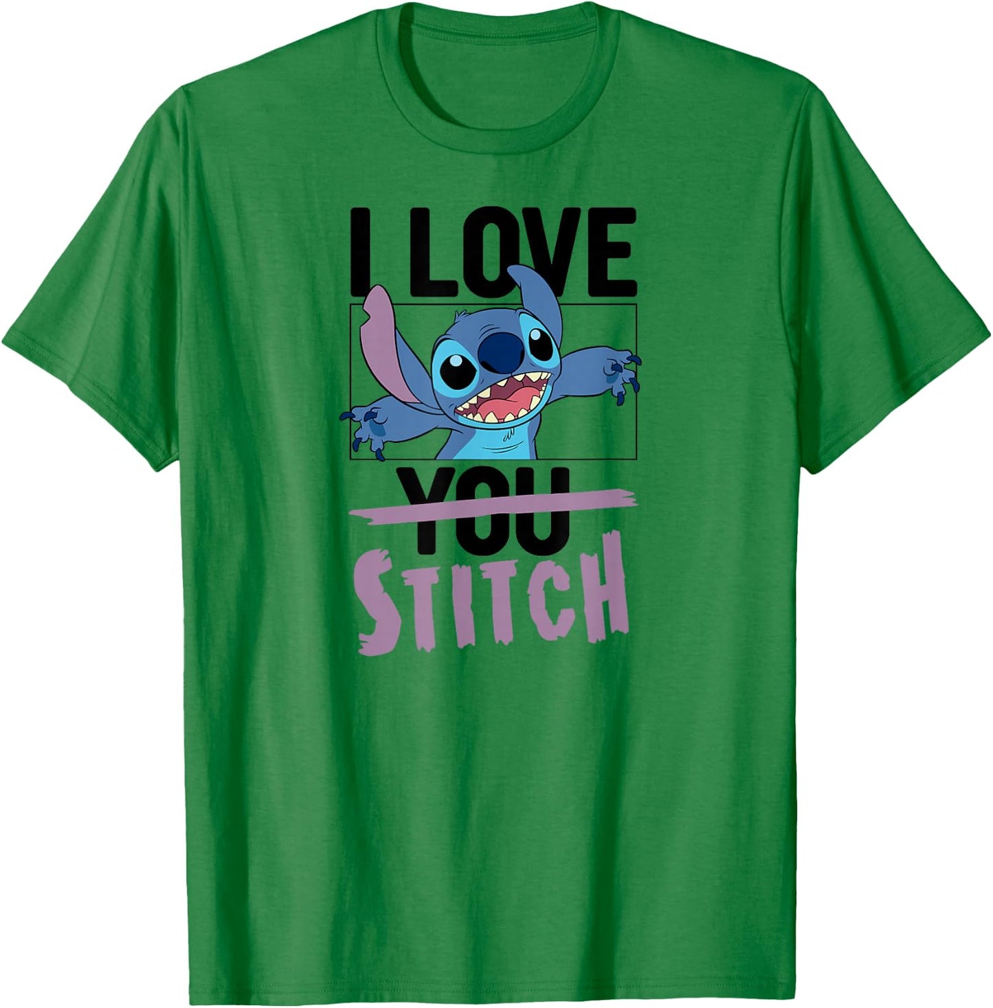 Lilo & Stitch - Valentines Day I Love Stitch T-Shirt - T-Shirt | Irish Green
