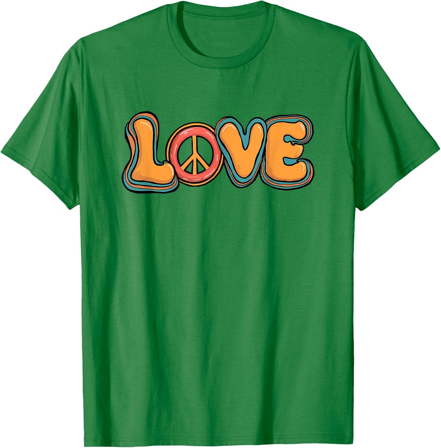 Cute LOVE Retro Hippie Theme 60's 70's Peace Sign LOVE T-Shirt - T-Shirt | Irish Green