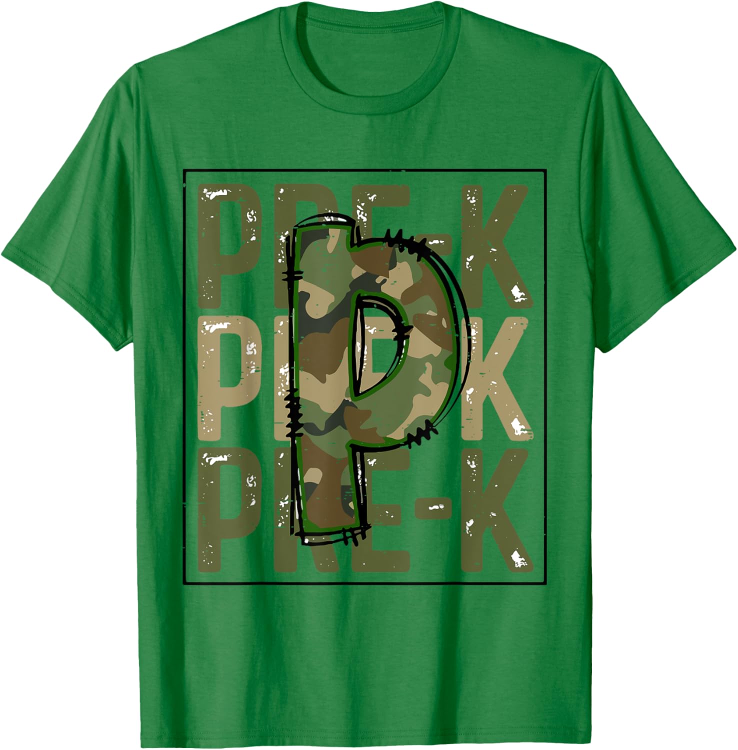 Cute Camo Pre K Back To School Funny Teacher Kid Preschool T-Shirt - T-Shirt | Irish Green