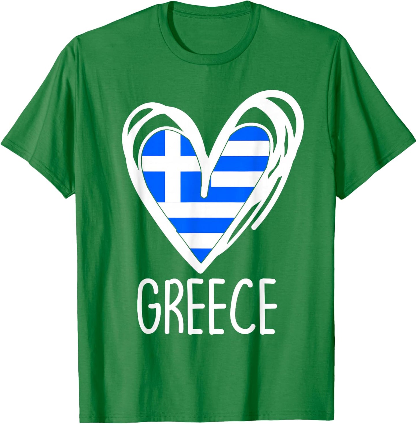 Greece Flag Heart Graphic Patriotic Greek Pride Kids Girl T-Shirt - T-Shirt | Irish Green