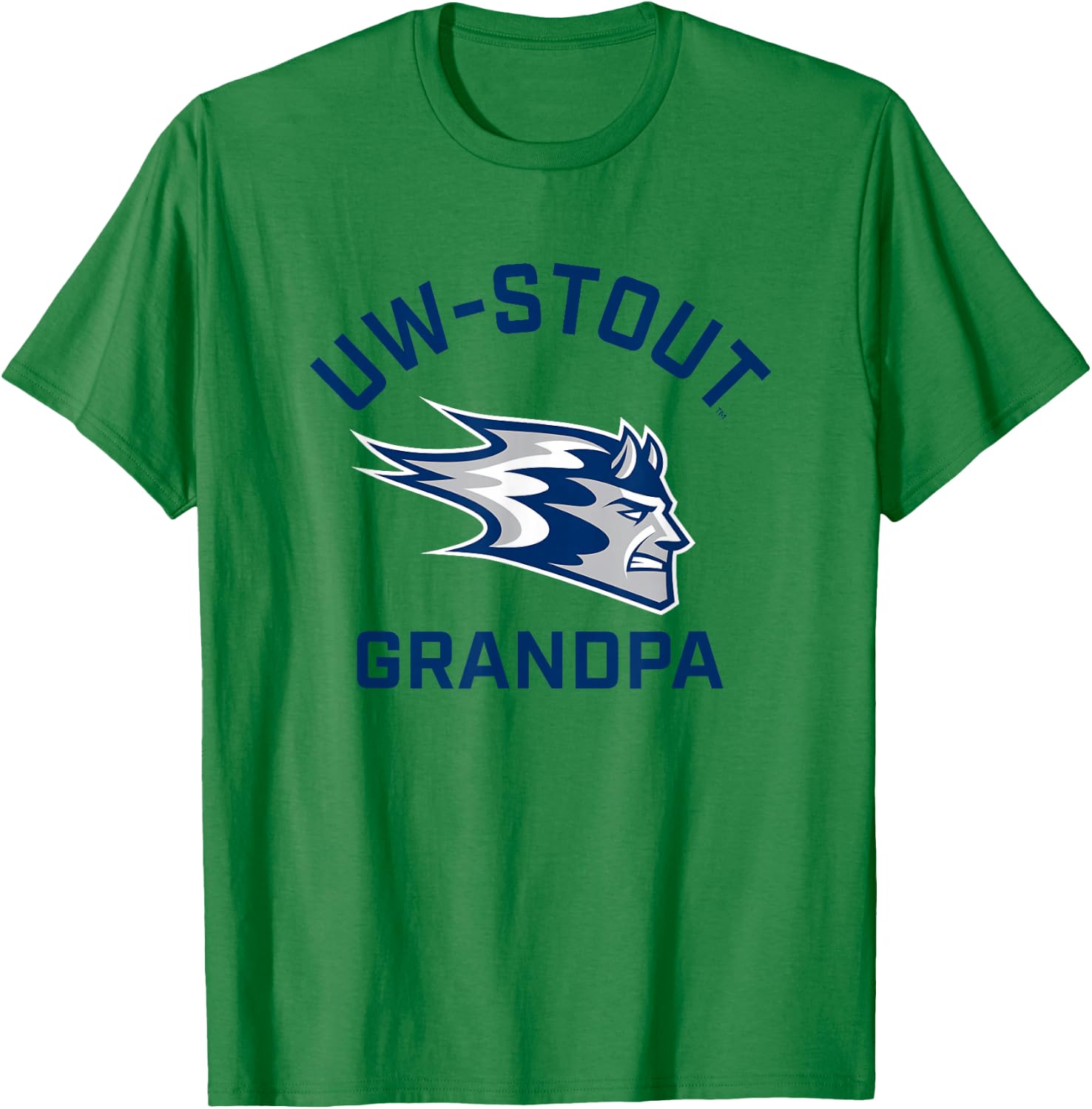 University of Wisconsin-Stout Blue Devils Arched Grandpa T-Shirt - T-Shirt | Irish Green