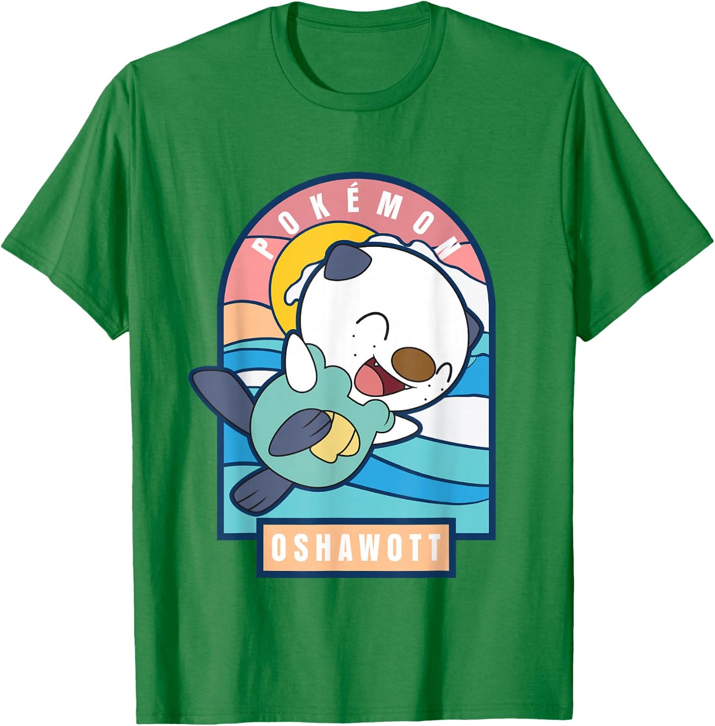 Pokémon Cute Happy Playful Oshawott Colorful Chest Poster T-Shirt - T-Shirt | Irish Green