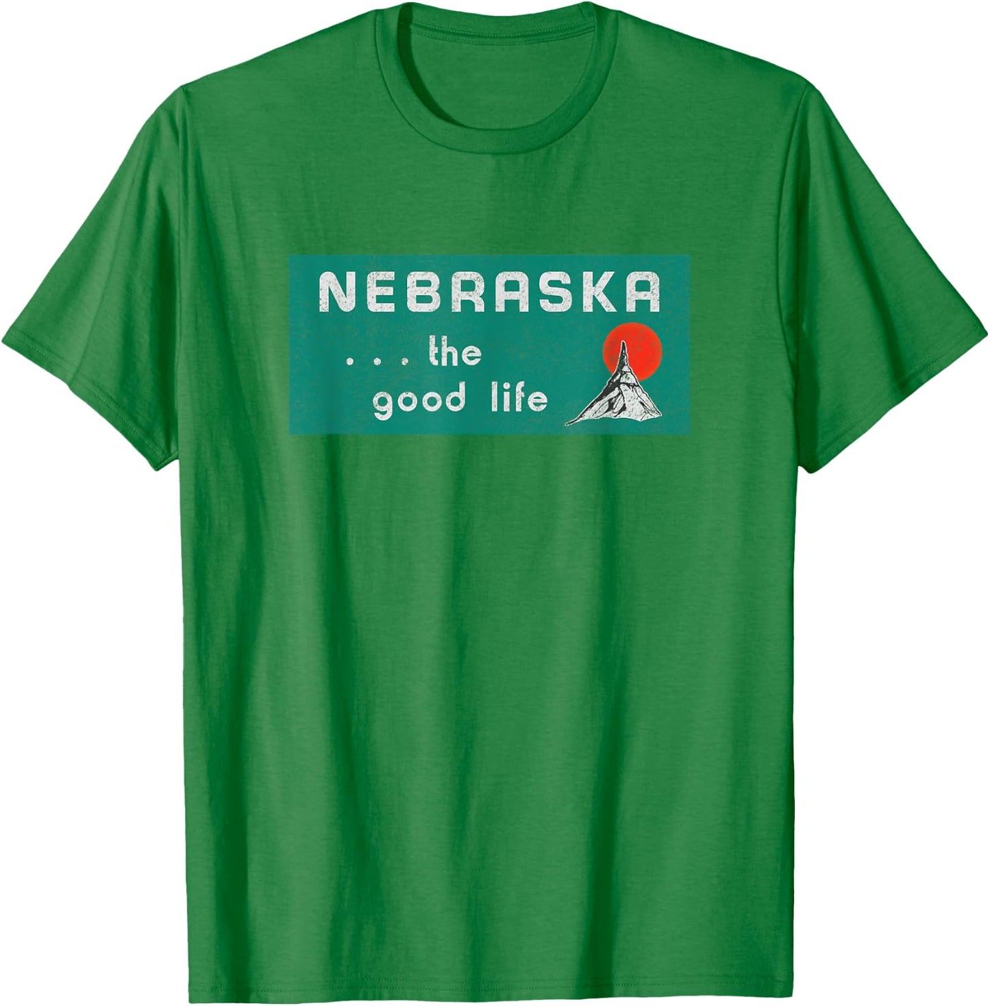 Nebraska The Good Life Vintage Distressed T-Shirt - T-Shirt | Irish Green