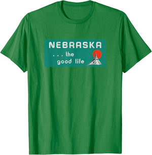 Nebraska The Good Life Vintage Distressed T-Shirt - T-Shirt | Irish Green