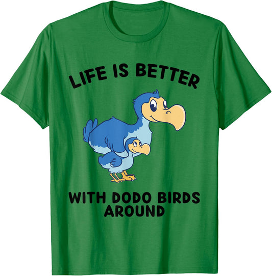 Dodo Birds Life Is Better With Dodo Birds Around - -Kids Anime Dodo Birds - Grey - Small - - Short Sleeve - Cotton Blend, Polyester T-Shirt - T-Shirt | Irish Green