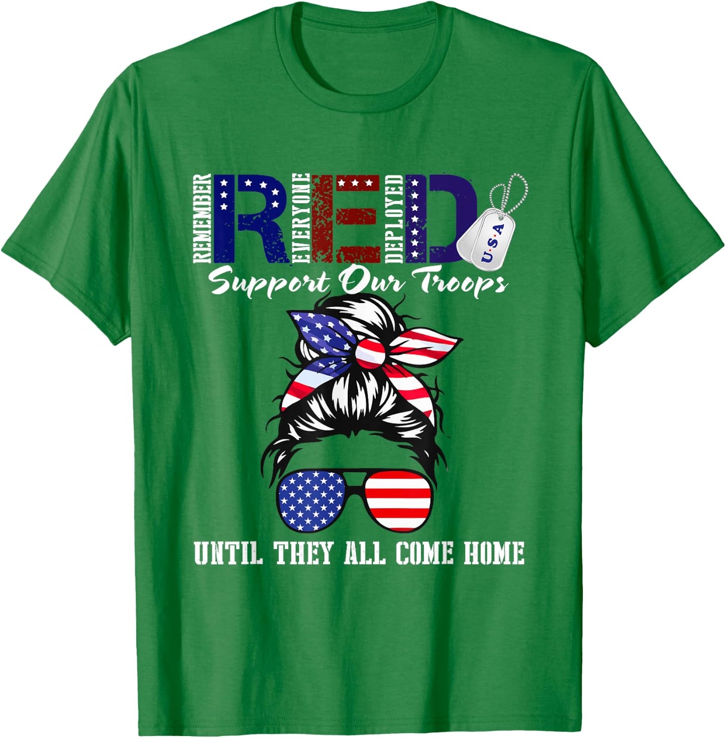 On Friday We Wear Red Military Support Troops Red US Flag T-Shirt - T-Shirt | Irish Green