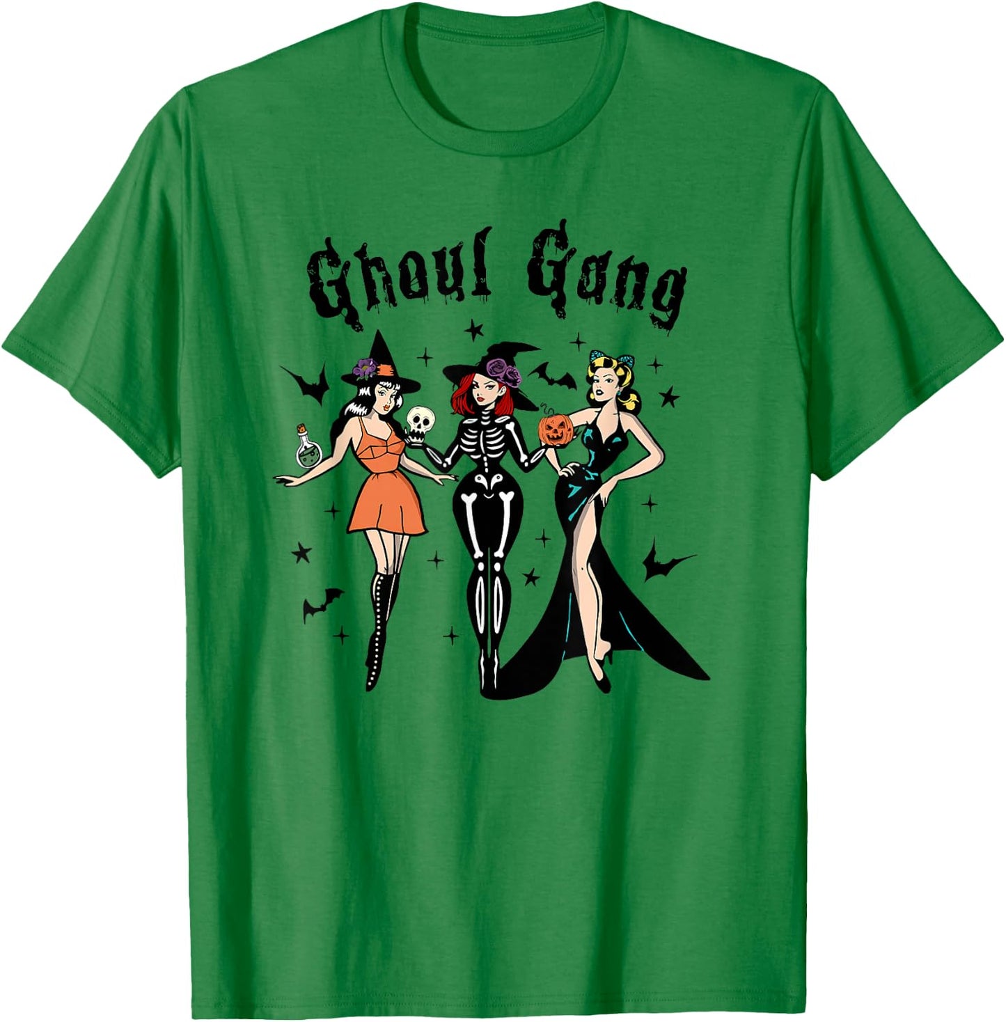 Ghoul Gang Retro Pin Up Halloween Witches Party Men Women Kids T-Shirt - T-Shirt | Irish Green