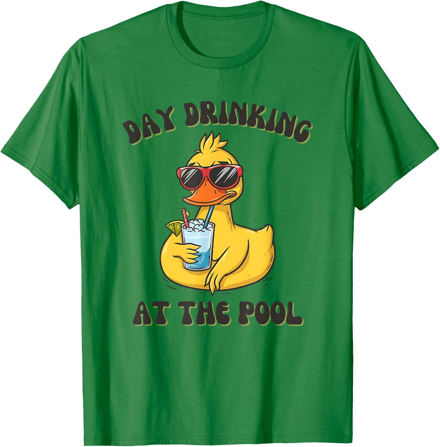 Funny Duck Swimming Pool Vacation Day Drinking At The Pool T-Shirt - T-Shirt | Irish Green