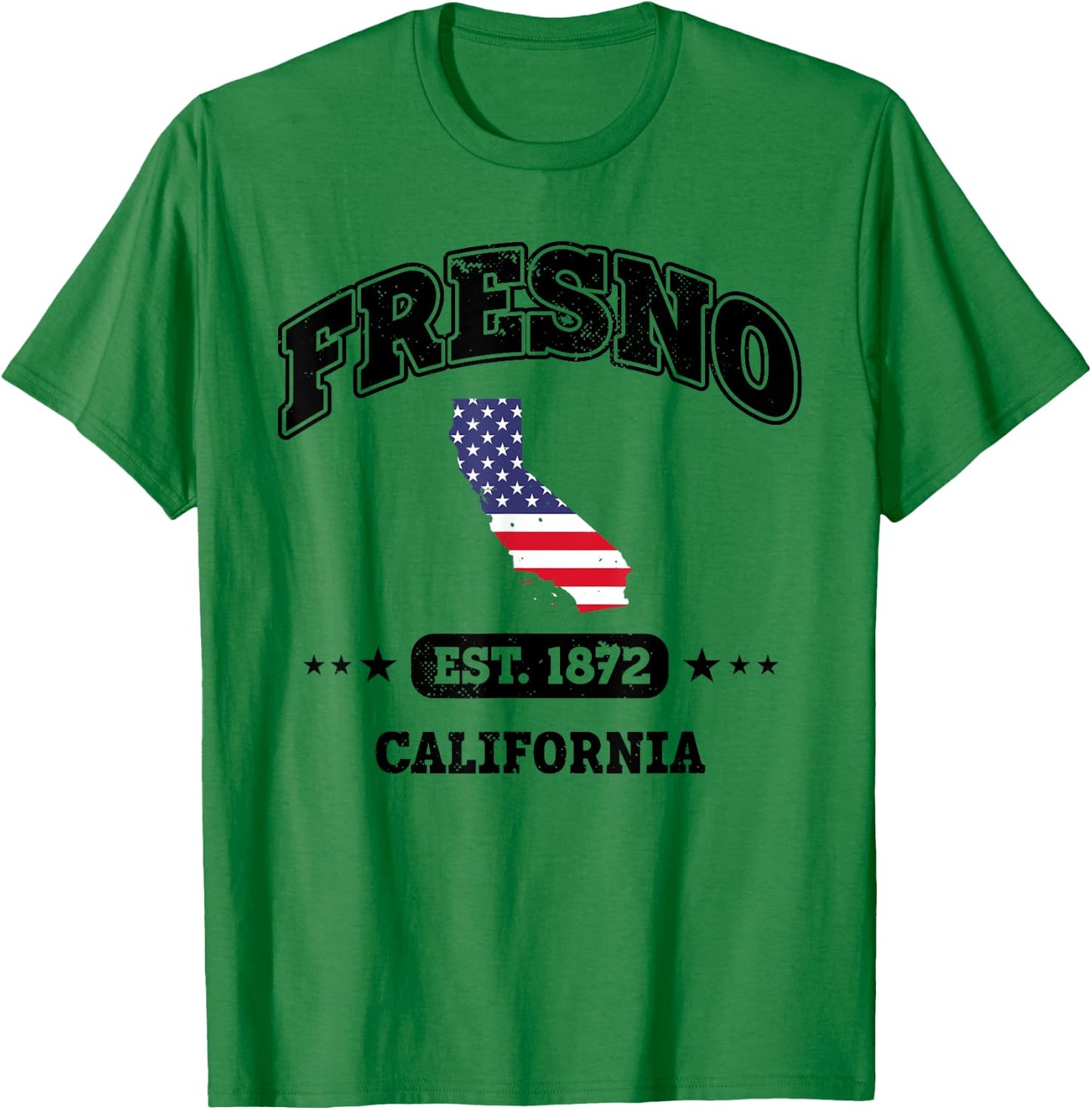 Fresno California CA Throwback USA Flag T-Shirt - T-Shirt | Irish Green