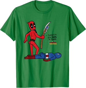 Marvel Deadpool & Wolverine Captain America New in Town T-Shirt - T-Shirt | Irish Green
