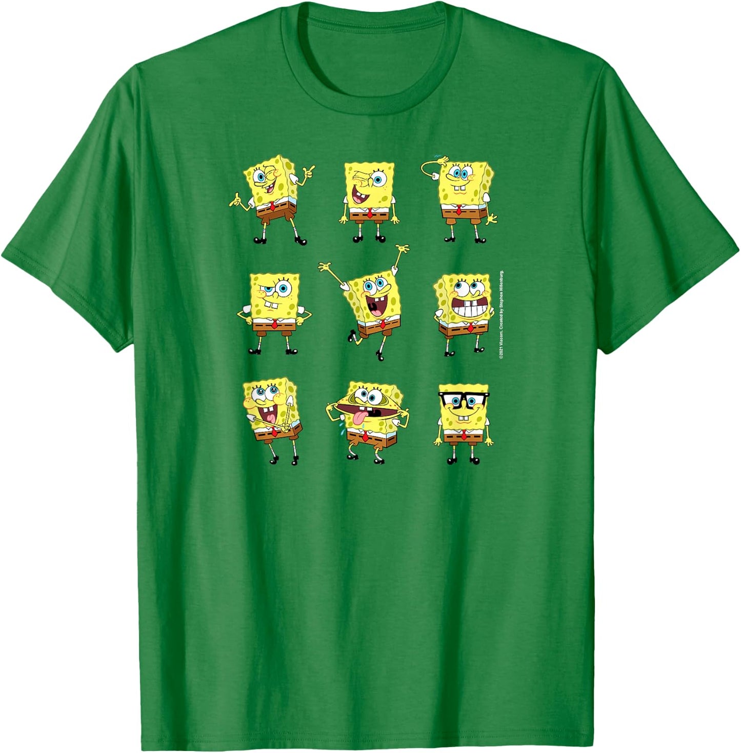 SpongeBob SquarePants - Different Poses Character Grid T-Shirt - T-Shirt | Irish Green