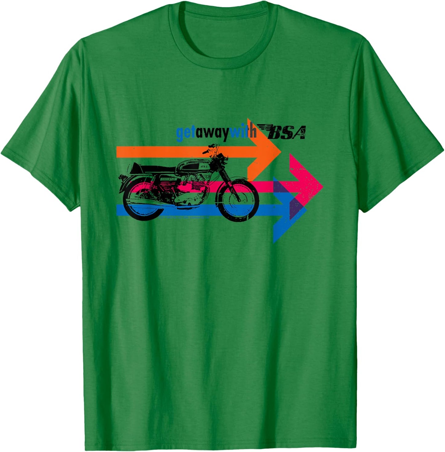 BSA Rocket 3 Motorcycle Retro 70's Arrow Ad T-Shirt - T-Shirt | Irish Green