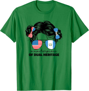 Half Guatemalan And American Guatemala Usa Flag Kids Girls T-Shirt - T-Shirt | Irish Green