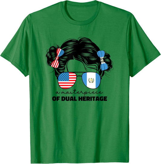 Half Guatemalan And American Guatemala Usa Flag Kids Girls T-Shirt - T-Shirt | Irish Green