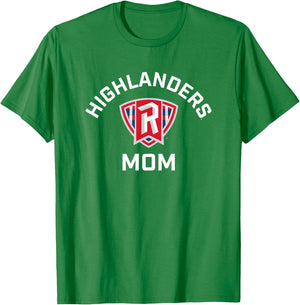 Radford University Highlanders Arched Mom T-Shirt - T-Shirt | Irish Green