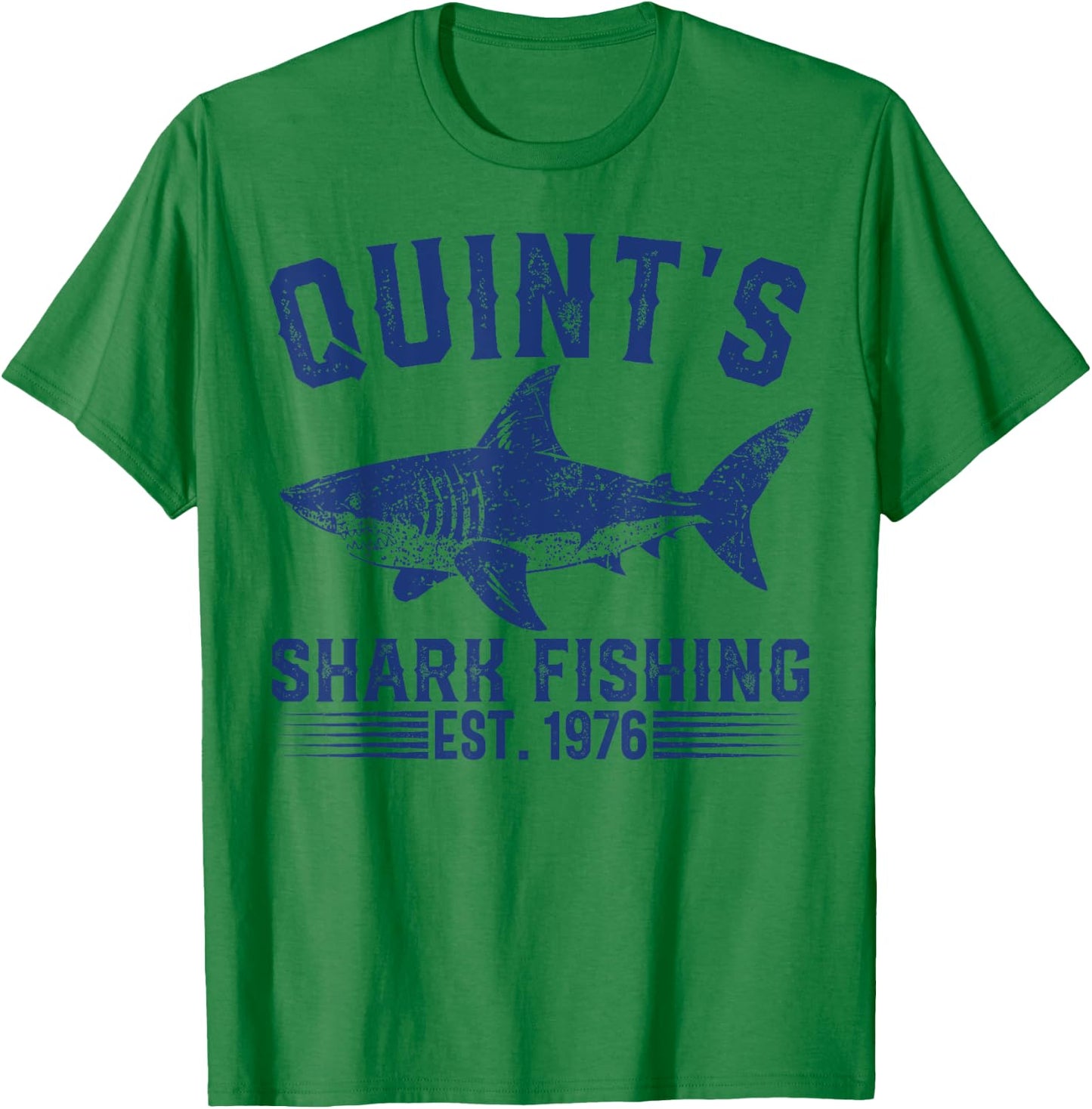 Vintage Quint's Shark Fishing 1976 Retro Fisher Birthday T-Shirt - T-Shirt | Irish Green