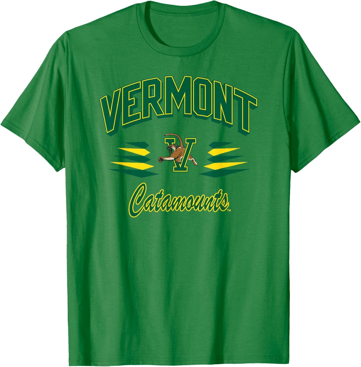 Vermont Catamounts Retro Diamond White Officially Licensed T-Shirt - T-Shirt | Irish Green