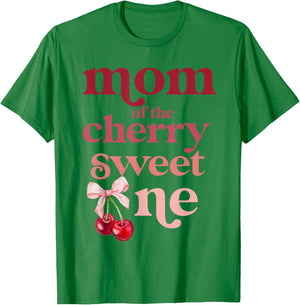 Mom of the Cherry Sweet One Coquette First Birthday 1st T-Shirt - T-Shirt | Irish Green