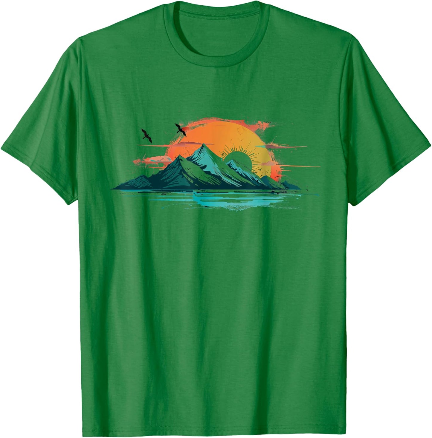Abstract Mountain Landscape at Sunset T-Shirt - T-Shirt | Irish Green