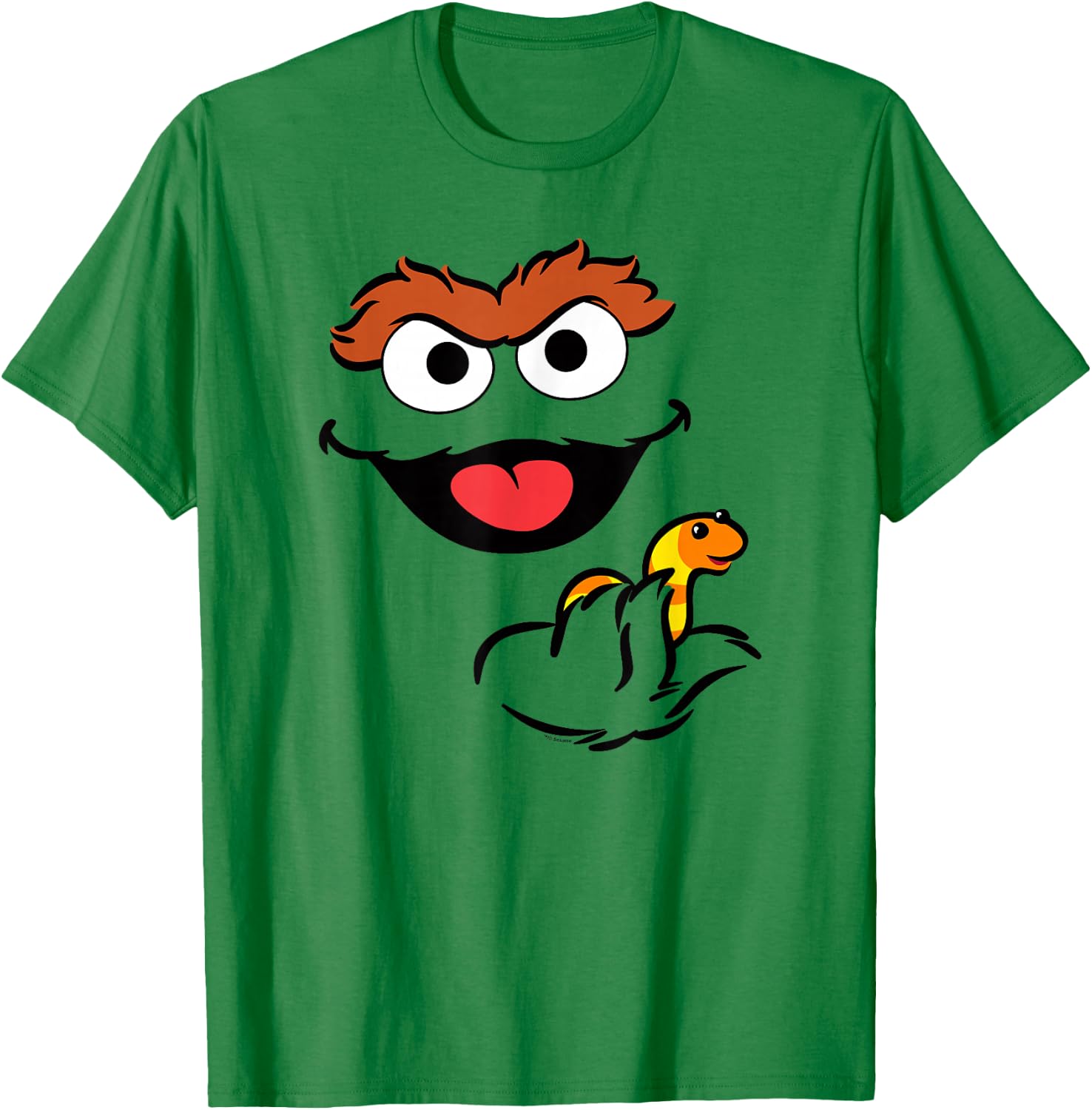 Sesame Street Oscar The Grouch Holding Slimey T-Shirt - T-Shirt | Irish Green