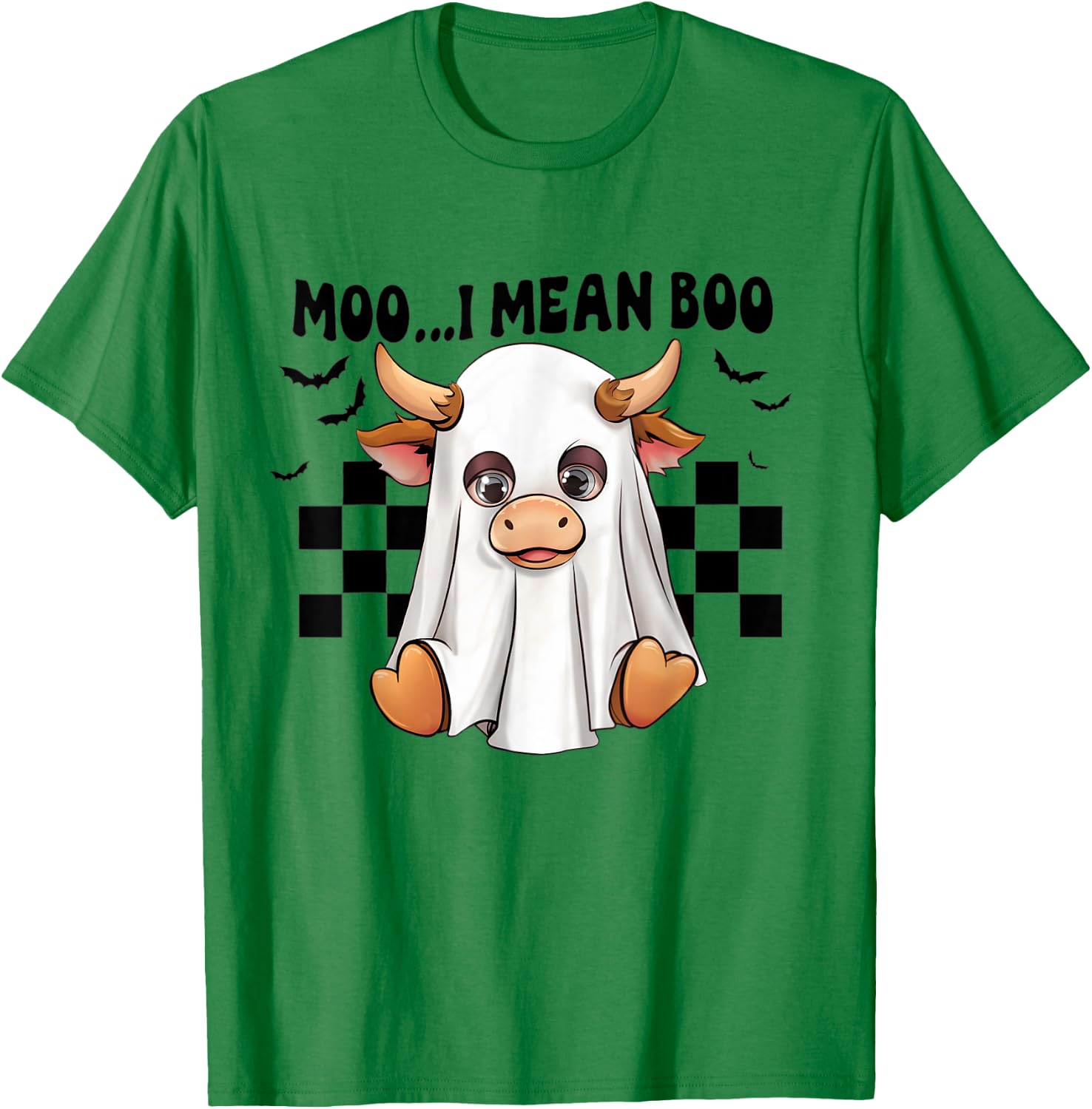 Moo I Mean Boo Ghost Cow Funny Halloween Costume Cow Lover T-Shirt - T-Shirt | Irish Green