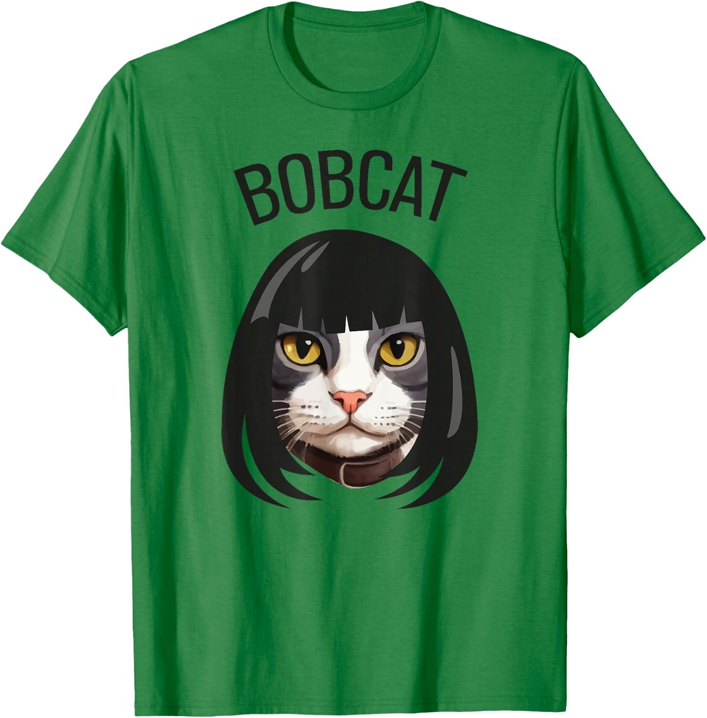 Bobcat funny cat bob haircut trending comedy cat graphic T-Shirt - T-Shirt | Irish Green